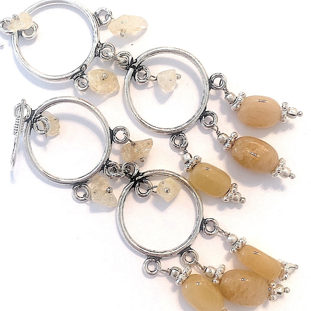 3 inch, multi stone , Orange Aventurine earrings